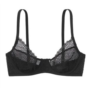 Chic Black Mesh Lace Unlined Bra